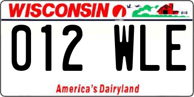 WI license plate 012WLE