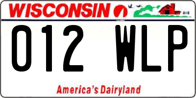 WI license plate 012WLP