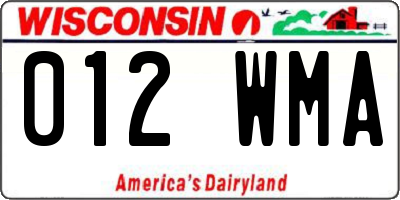 WI license plate 012WMA