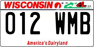 WI license plate 012WMB