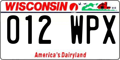 WI license plate 012WPX