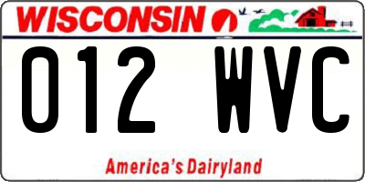 WI license plate 012WVC
