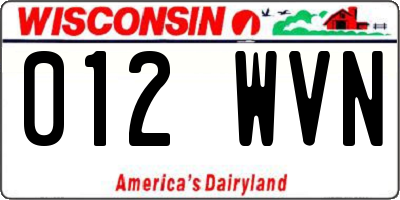 WI license plate 012WVN