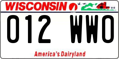 WI license plate 012WWO