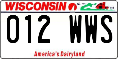 WI license plate 012WWS