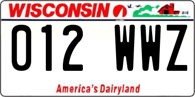 WI license plate 012WWZ