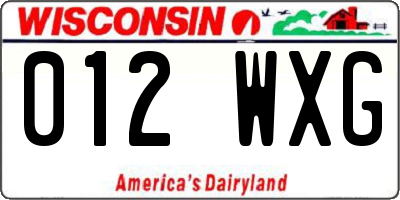 WI license plate 012WXG