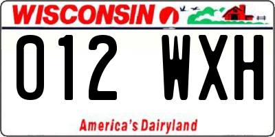 WI license plate 012WXH