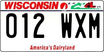 WI license plate 012WXM