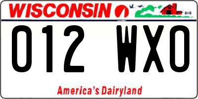 WI license plate 012WXO