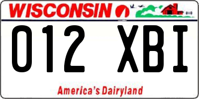 WI license plate 012XBI