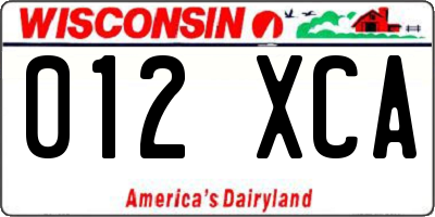 WI license plate 012XCA