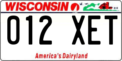 WI license plate 012XET
