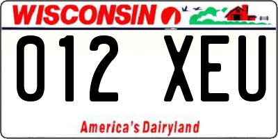 WI license plate 012XEU