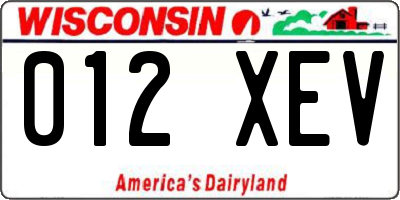 WI license plate 012XEV