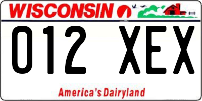 WI license plate 012XEX