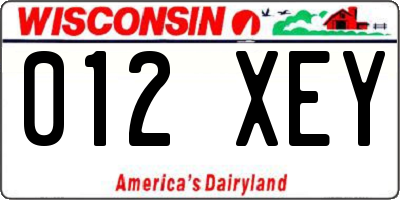WI license plate 012XEY