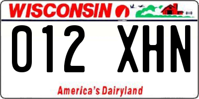 WI license plate 012XHN