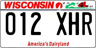 WI license plate 012XHR