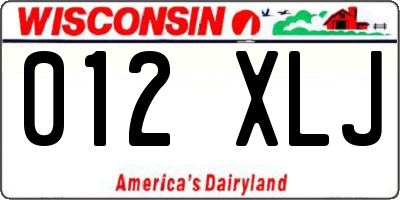 WI license plate 012XLJ