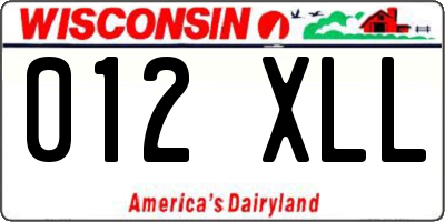 WI license plate 012XLL