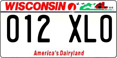 WI license plate 012XLO