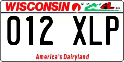 WI license plate 012XLP