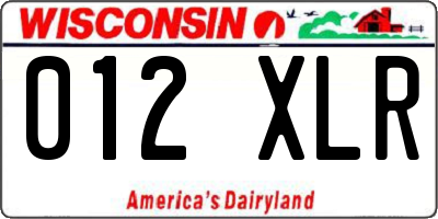 WI license plate 012XLR