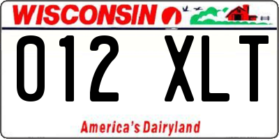 WI license plate 012XLT
