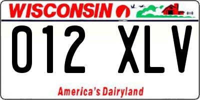 WI license plate 012XLV
