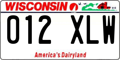 WI license plate 012XLW
