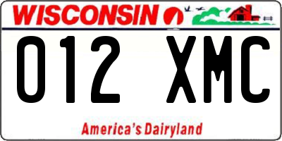 WI license plate 012XMC