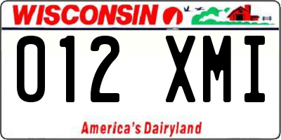 WI license plate 012XMI
