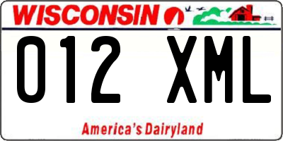 WI license plate 012XML