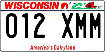 WI license plate 012XMM