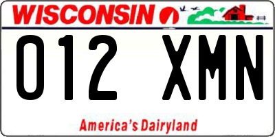 WI license plate 012XMN