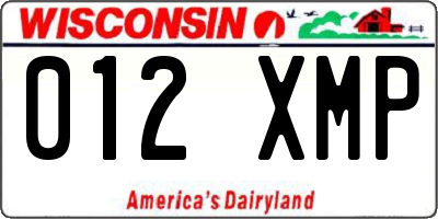 WI license plate 012XMP