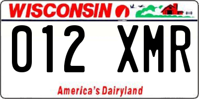 WI license plate 012XMR