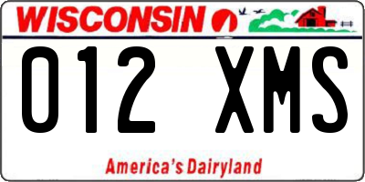 WI license plate 012XMS