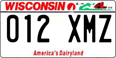 WI license plate 012XMZ