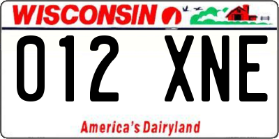 WI license plate 012XNE