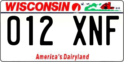 WI license plate 012XNF