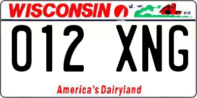 WI license plate 012XNG