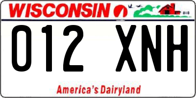 WI license plate 012XNH