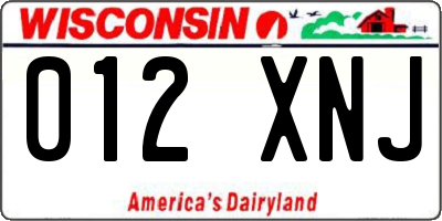 WI license plate 012XNJ