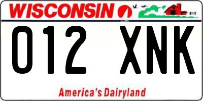 WI license plate 012XNK