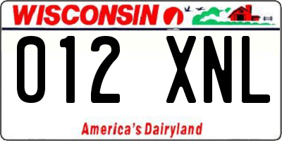 WI license plate 012XNL