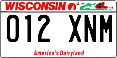 WI license plate 012XNM