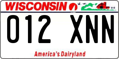 WI license plate 012XNN