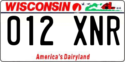 WI license plate 012XNR